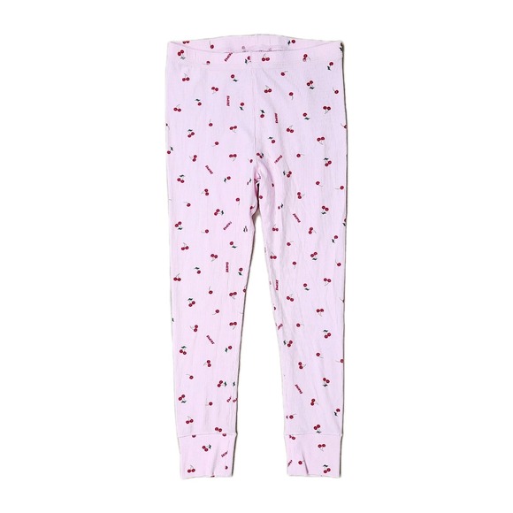NEW Skims Girls Ribbed Jogger Leggings 8 Pink Cherry Print Modal Spandex Cozy - Picture 1 of 5